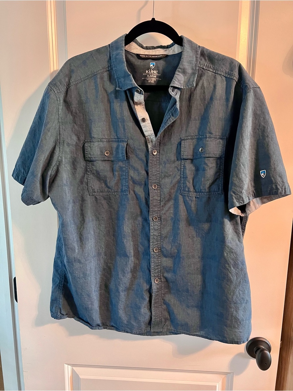 Kuhl Men's Short-Sleeve Button-Down Shirt in Slate Blue